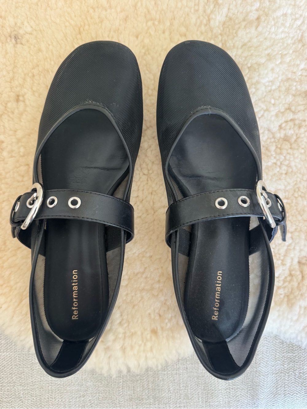 Reformation Bethany Ballet Flat. Mesh with Silver Buckle - Picture 3 of 4